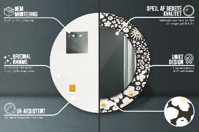 Espelho redondo decorativo Margaridas Marfim