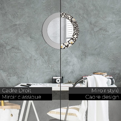 Espelho redondo decorativo Margaridas Marfim