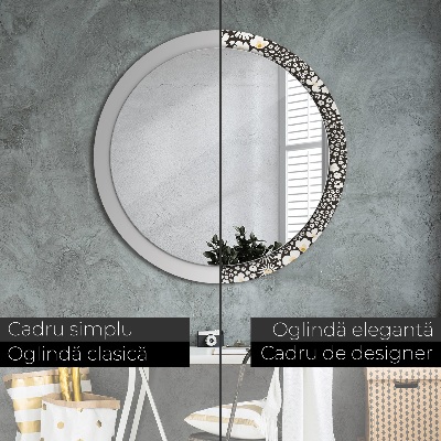 Espelho redondo decorativo Margaridas Marfim