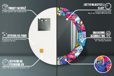 Espelho redondo decorativo Rabiscos coloridos