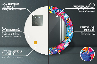 Espelho redondo decorativo Rabiscos coloridos