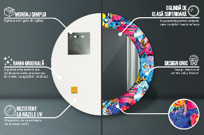 Espelho redondo decorativo Rabiscos coloridos