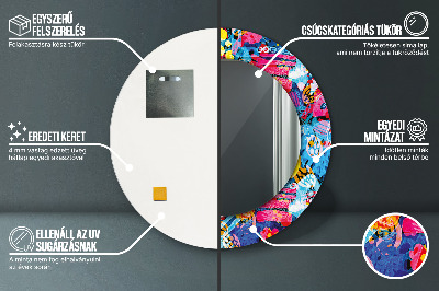 Espelho redondo decorativo Rabiscos coloridos