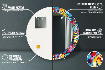 Espelho redondo decorativo Rabiscos coloridos