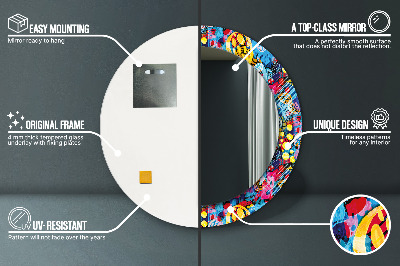 Espelho redondo decorativo Rabiscos coloridos