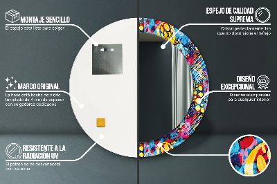 Espelho redondo decorativo Rabiscos coloridos