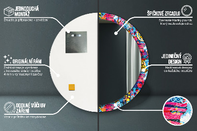 Espelho redondo decorativo Rabiscos coloridos