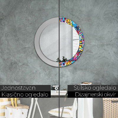 Espelho redondo decorativo Rabiscos coloridos
