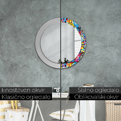 Espelho redondo decorativo Rabiscos coloridos