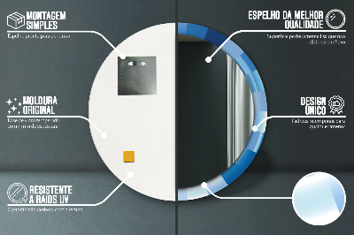 Espelho decorativo redondo Abstrato azul