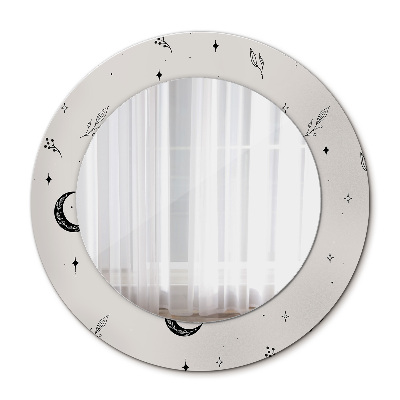 Espelho redondo decorativo Rabiscar plantas floridas