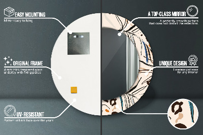 Espelho decorativo redondo Flores com padrão de selva