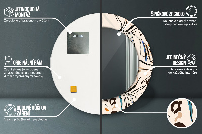 Espelho decorativo redondo Flores com padrão de selva