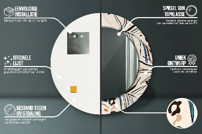 Espelho decorativo redondo Flores com padrão de selva