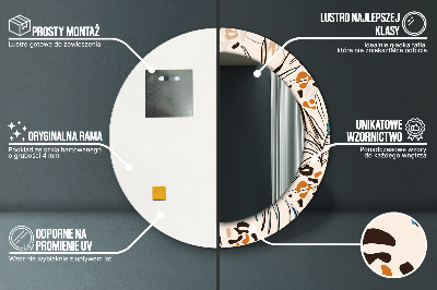 Espelho decorativo redondo Flores com padrão de selva