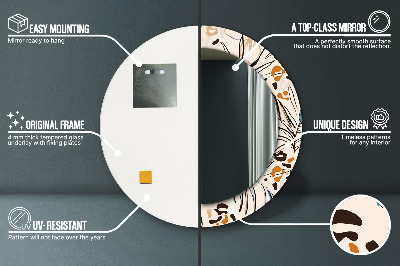 Espelho decorativo redondo Flores com padrão de selva