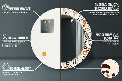 Espelho decorativo redondo Flores com padrão de selva