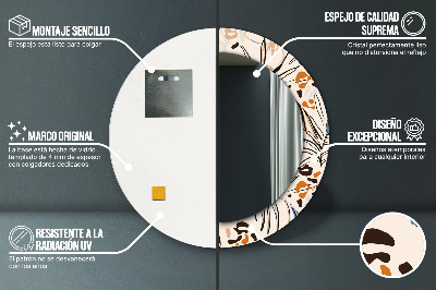 Espelho decorativo redondo Flores com padrão de selva