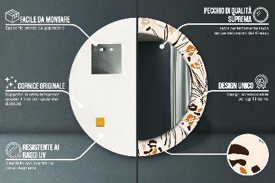 Espelho decorativo redondo Flores com padrão de selva