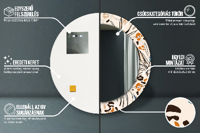 Espelho decorativo redondo Flores com padrão de selva