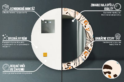 Espelho decorativo redondo Flores com padrão de selva