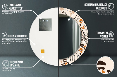 Espelho decorativo redondo Flores com padrão de selva