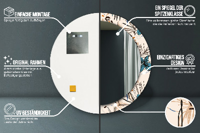 Espelho decorativo redondo Flores com padrão de selva