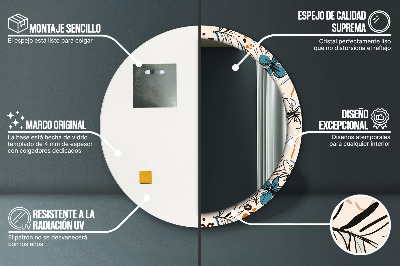 Espelho decorativo redondo Flores com padrão de selva