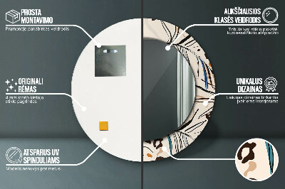 Espelho decorativo redondo Flores com padrão de selva