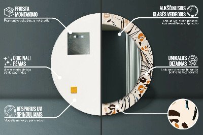 Espelho decorativo redondo Flores com padrão de selva