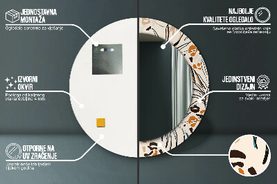 Espelho decorativo redondo Flores com padrão de selva