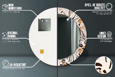 Espelho decorativo redondo Flores com padrão de selva