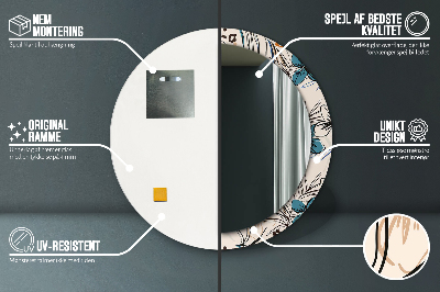 Espelho decorativo redondo Flores com padrão de selva