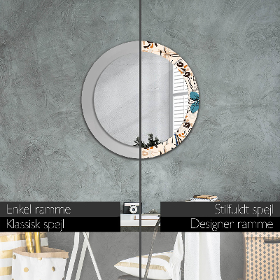 Espelho decorativo redondo Flores com padrão de selva