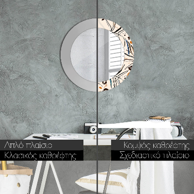 Espelho decorativo redondo Flores com padrão de selva