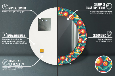 Espelho redondo decorativo Frutas e folhas geométricas