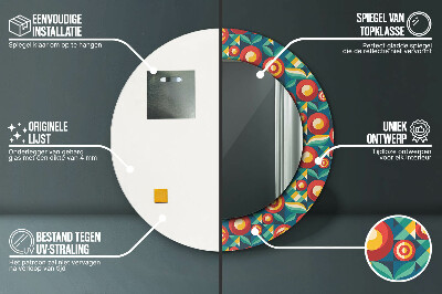 Espelho redondo decorativo Frutas e folhas geométricas