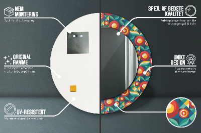 Espelho redondo decorativo Frutas e folhas geométricas