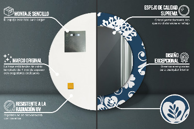 Espelho redondo decorativo Composição Paisley