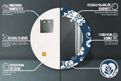 Espelho redondo decorativo Composição Paisley