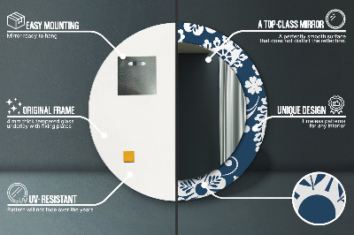 Espelho redondo decorativo Composição Paisley