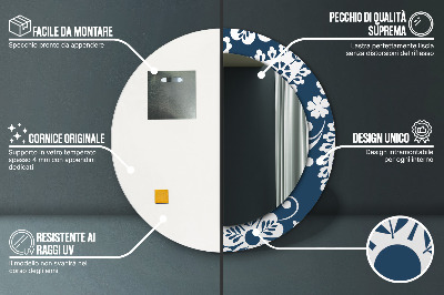 Espelho redondo decorativo Composição Paisley