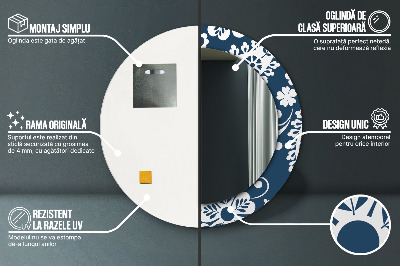 Espelho redondo decorativo Composição Paisley