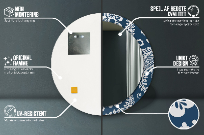 Espelho redondo decorativo Composição Paisley