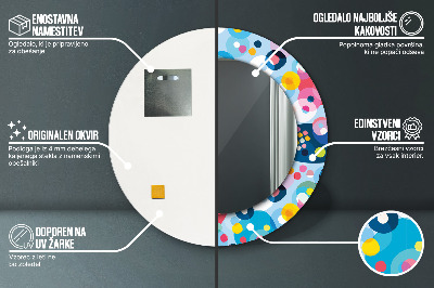 Espelho decorativo redondo Espinhos coloridos