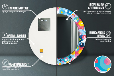 Espelho decorativo redondo Espinhos coloridos