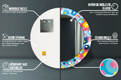 Espelho decorativo redondo Espinhos coloridos