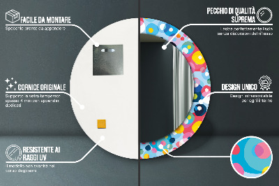 Espelho decorativo redondo Espinhos coloridos