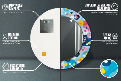 Espelho decorativo redondo Espinhos coloridos