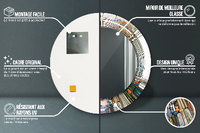 Espelho redondo decorativo Vitral abstrato